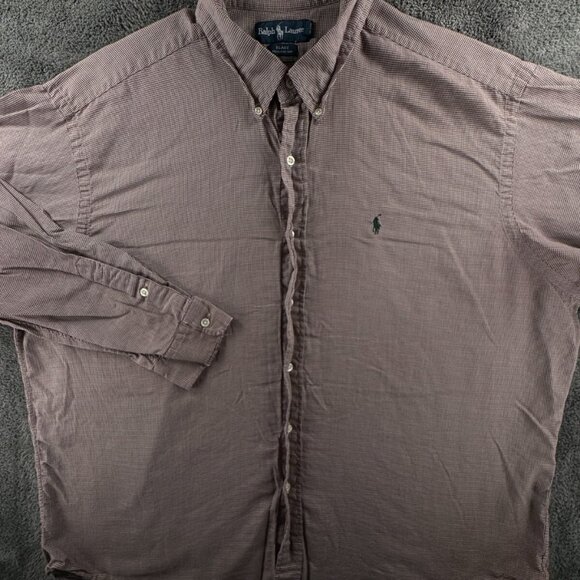 Ralph Lauren Blake Long Sleeve Cotton Button Up Shirt Brown Houndstooth 2XL - Picture 1 of 16